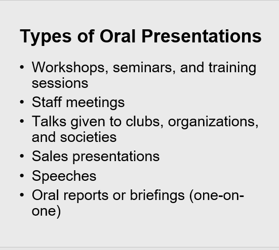 types of oral presentation skills